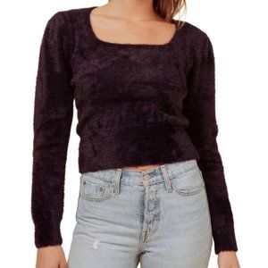 ASTR The Label Fuzzy Crop Sweater Black Medium